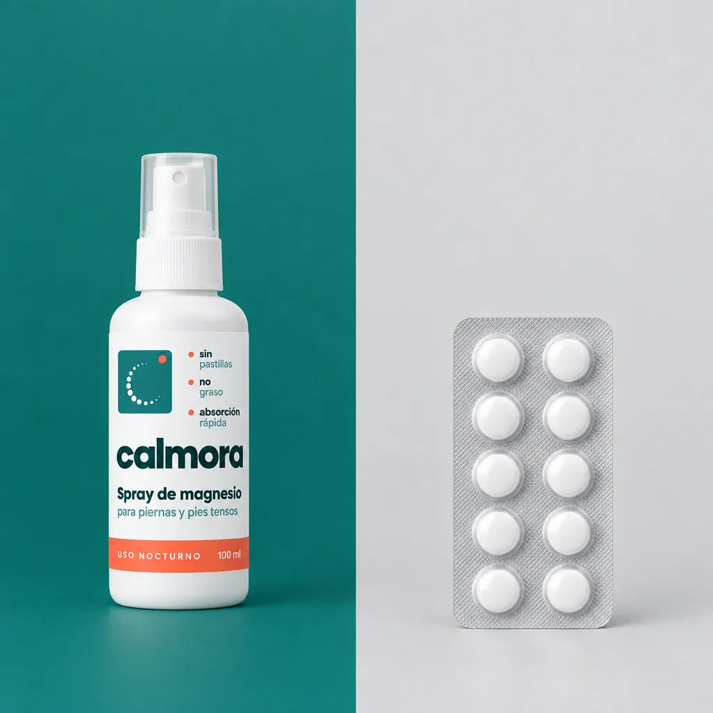 Calmora frente a un blíster de pastillas